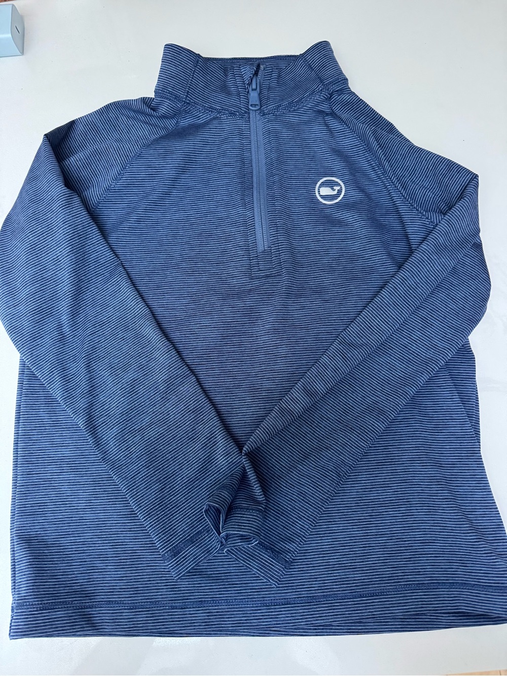 Vineyard Vines Boys Navy Striped Quarter-Zip Pullover